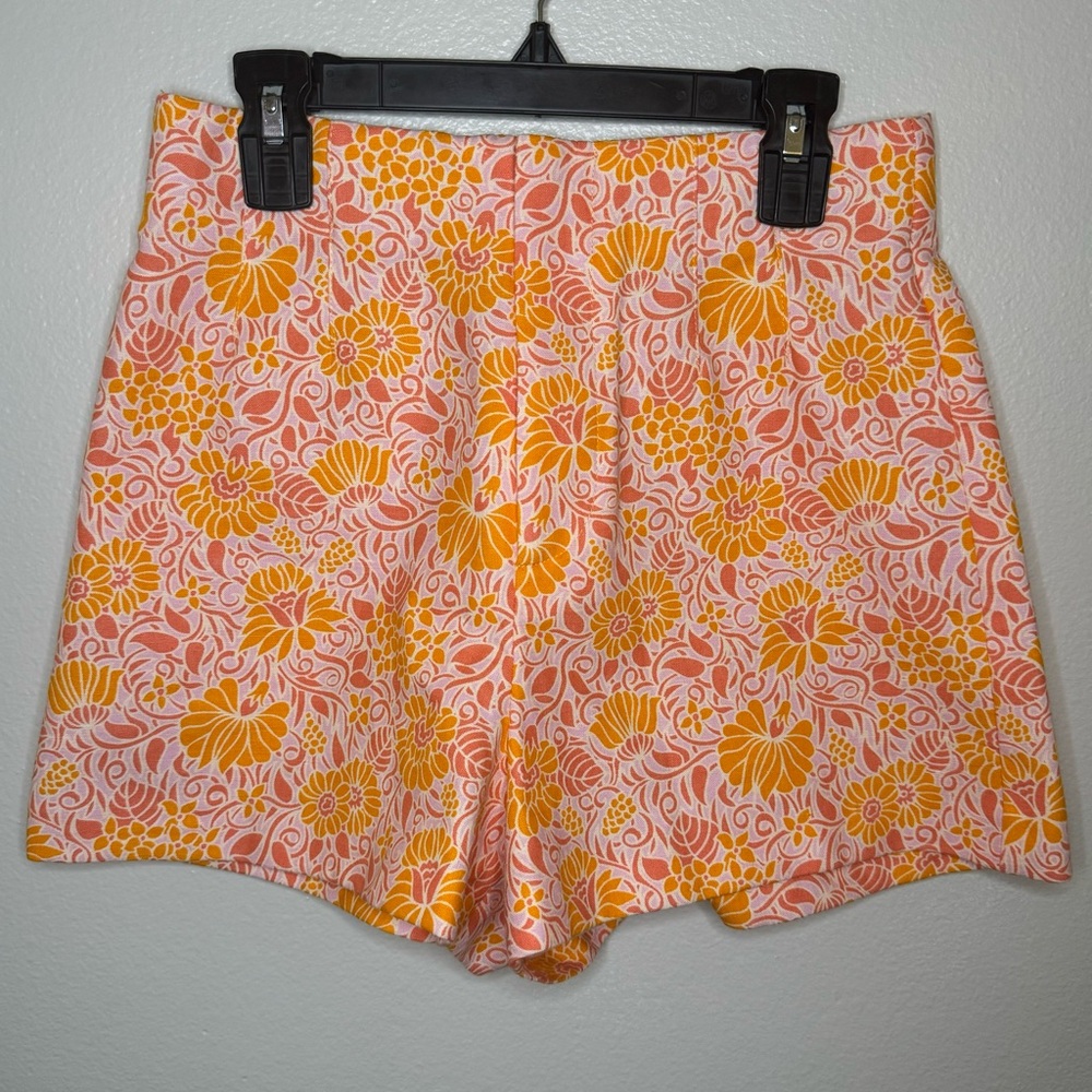 ZARA Pink and Orange Floral Shorts Women’s Size XS